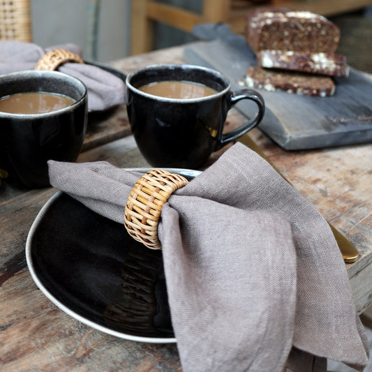 Set of 4 Linen Napkins Taupe