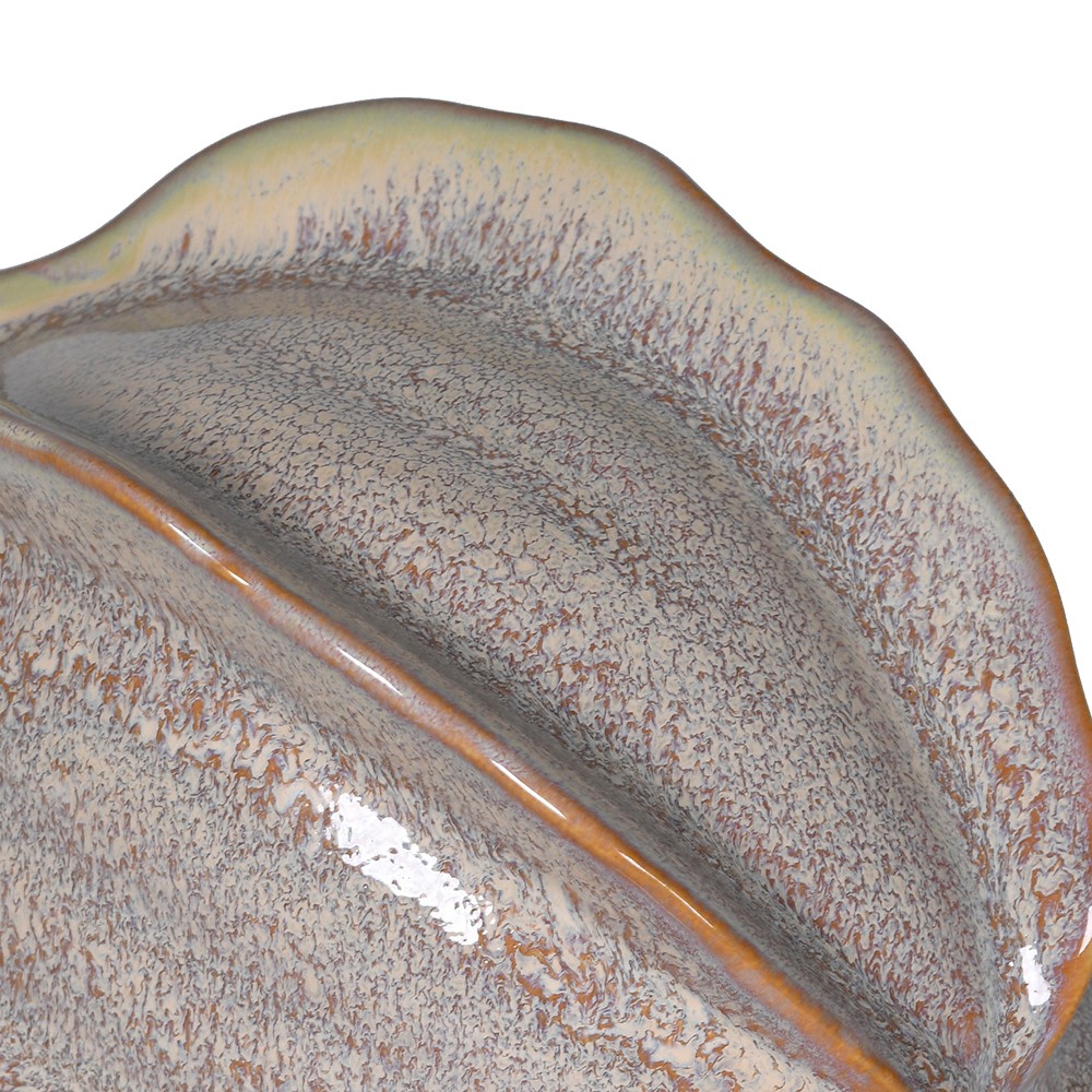Stone Coloured Ceramic Glazed Coco Pod – Modern Decorative Accent
