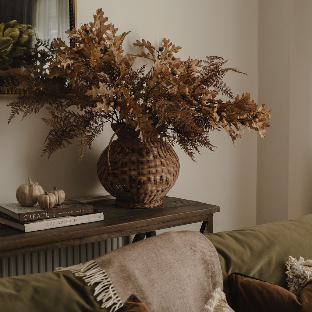 Large Autumn Branch Stems with Oak Leaves and Acorns