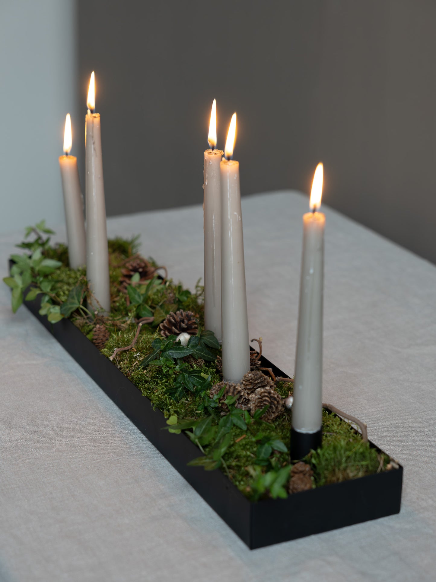 Large black candlestick with magnetic candle holders