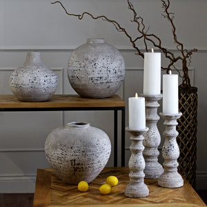 Large Rustic Grey Stone Ceramic Vase
