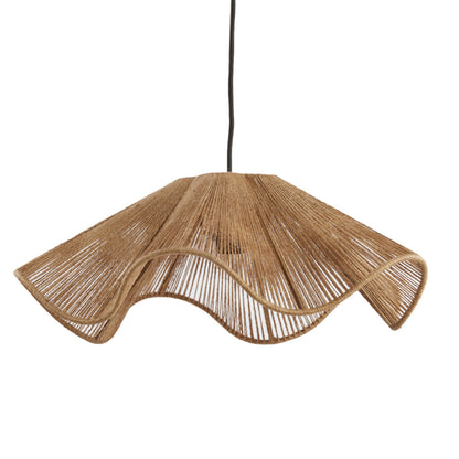 Woven pendant light on a white background