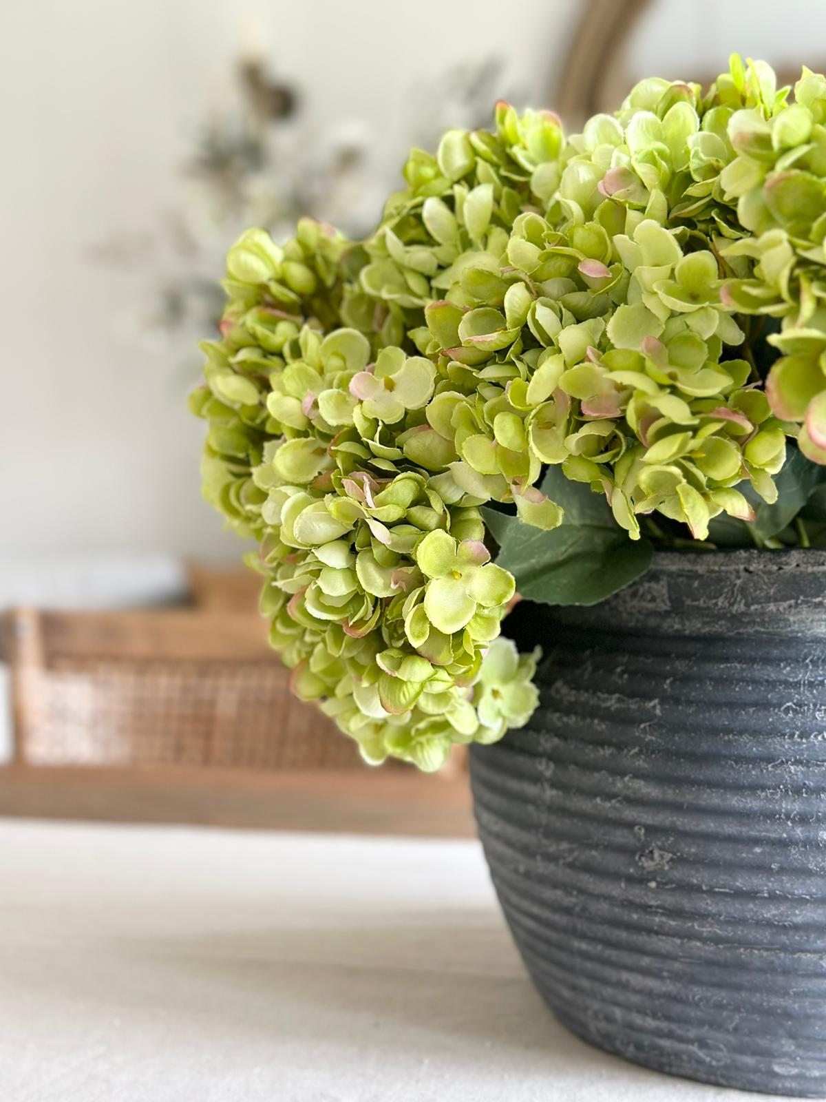 Athena Grey Ribbed Planter