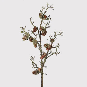 Moss Pine Cone Branch – Artificial Woodland Stem