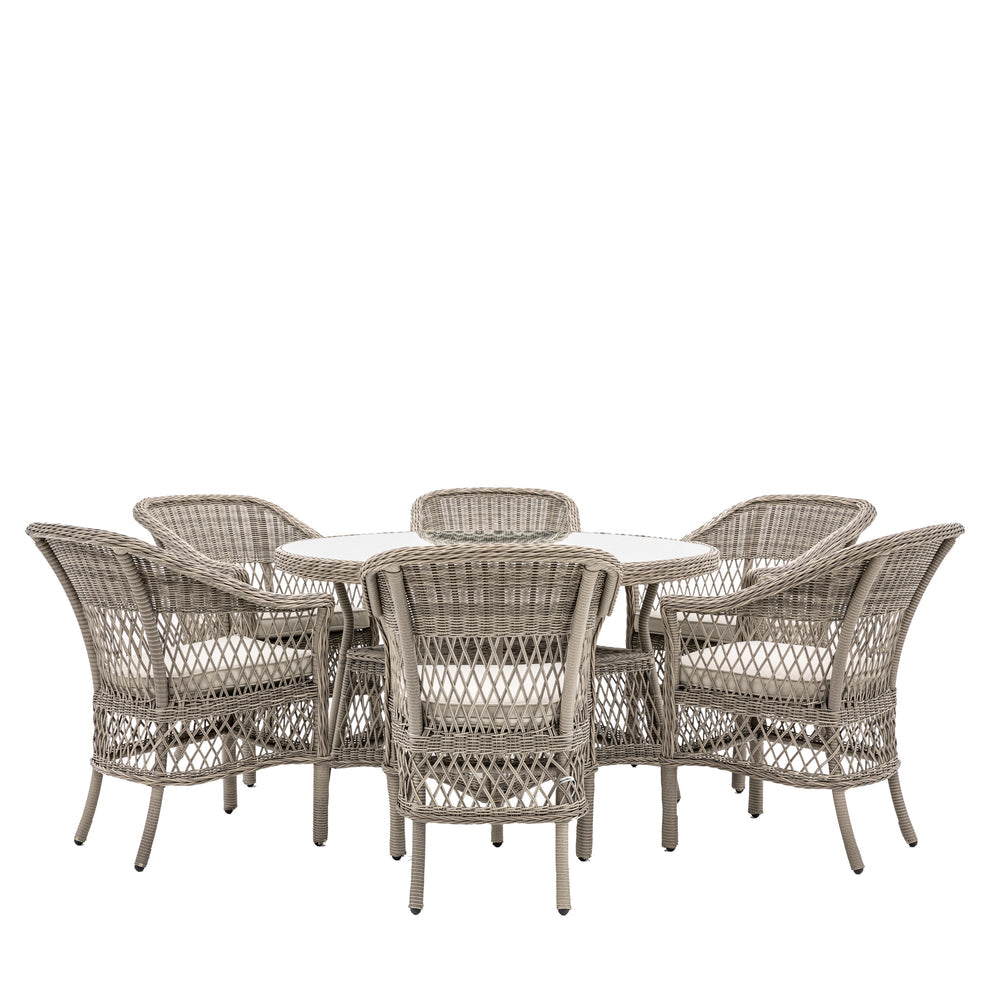 Menton 6 Seater Dining Set Stone