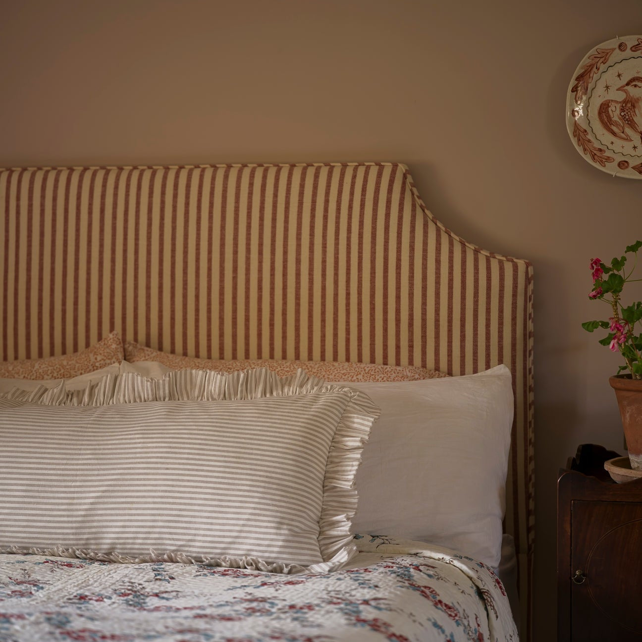 Striped Bolster Cushion with Frill