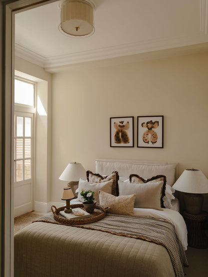 Ceramic Table Lamp With Edged Linen Shade