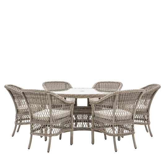 Menton 6 Seater Oval Dining Set Stone