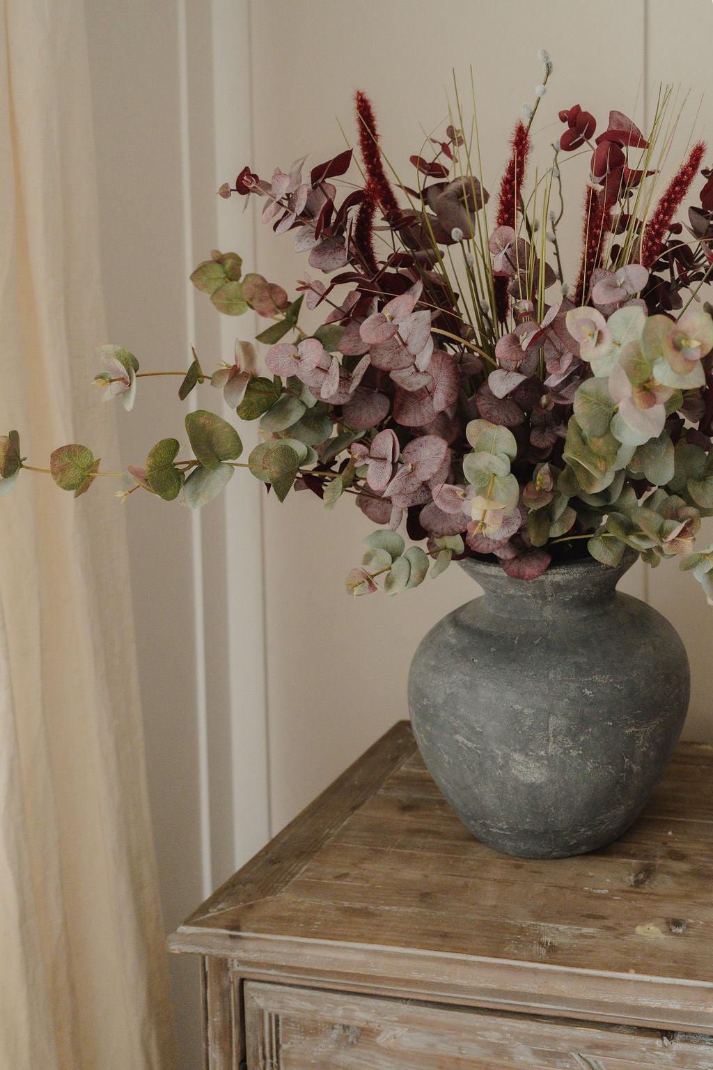 Grey Stone Fluted Vase