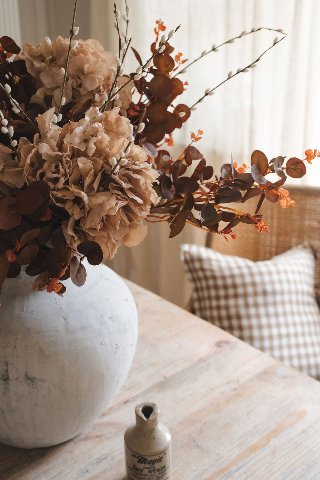 Antique Cream Hydrangea Arrangement