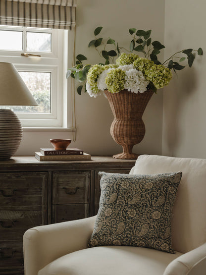 Large Woven Rattan Urn Vase