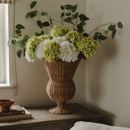 Large Woven Rattan Urn Vase