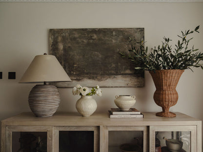 Large Woven Rattan Urn Vase