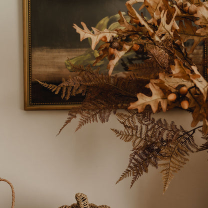 Large Autumn Branch Stem with Oak Leaves and Acorns