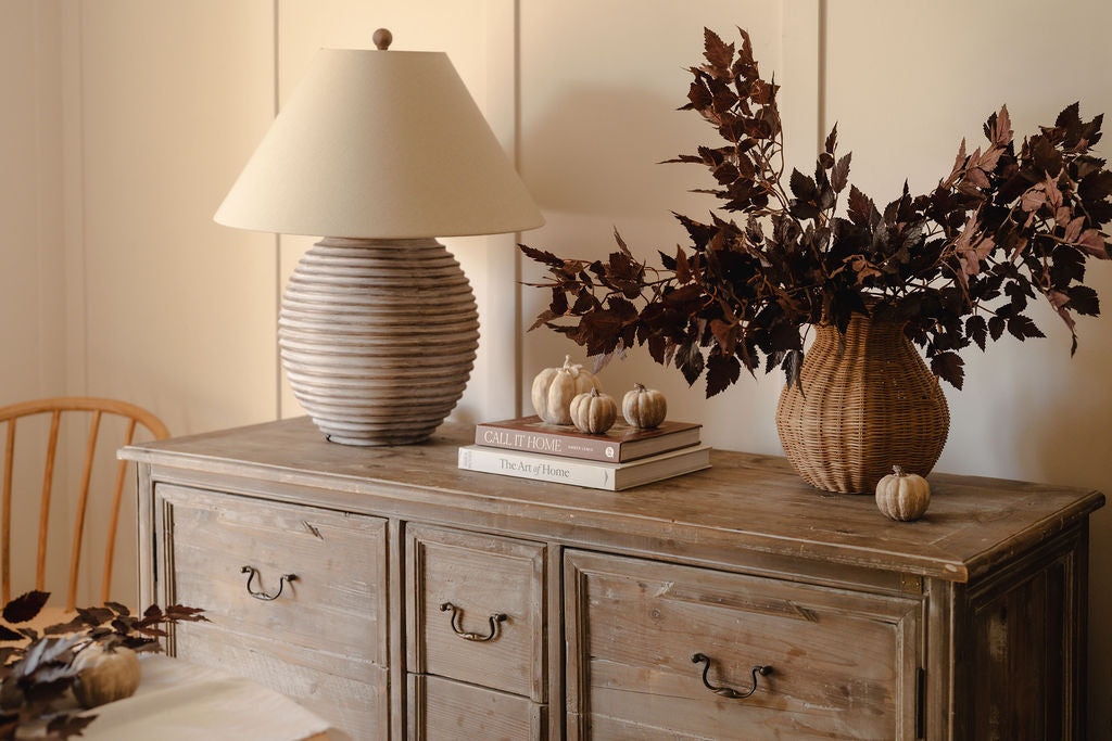 Set Of Three Carved Wood Effect Pumpkins