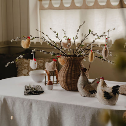 Set of 3 Mixed Hanging Felt Hens