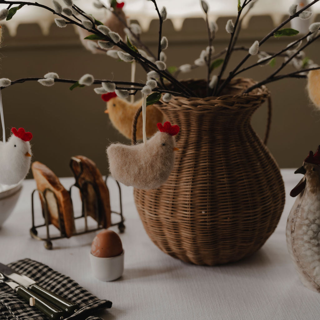 Set of 3 Mixed Hanging Felt Hens