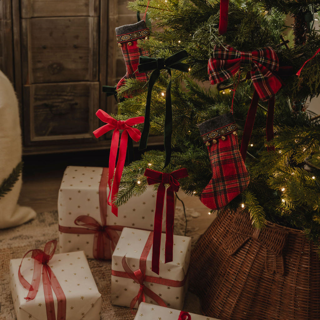 Set of 3 Velvet Christmas Bows | Burgundy, Green & Red Tree Bows ...