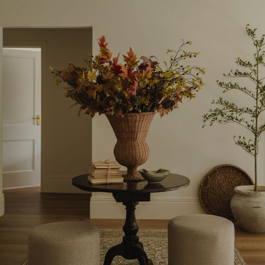 Luxury autumn foliage arrangement with 23 mixed faux stemscv