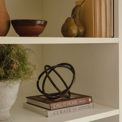 Metal decorative ring ornament, sculptural accent piece