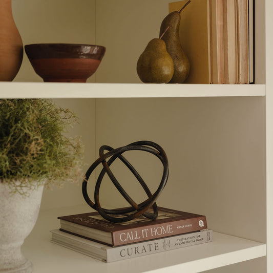 Metal decorative ring ornament, sculptural accent piece