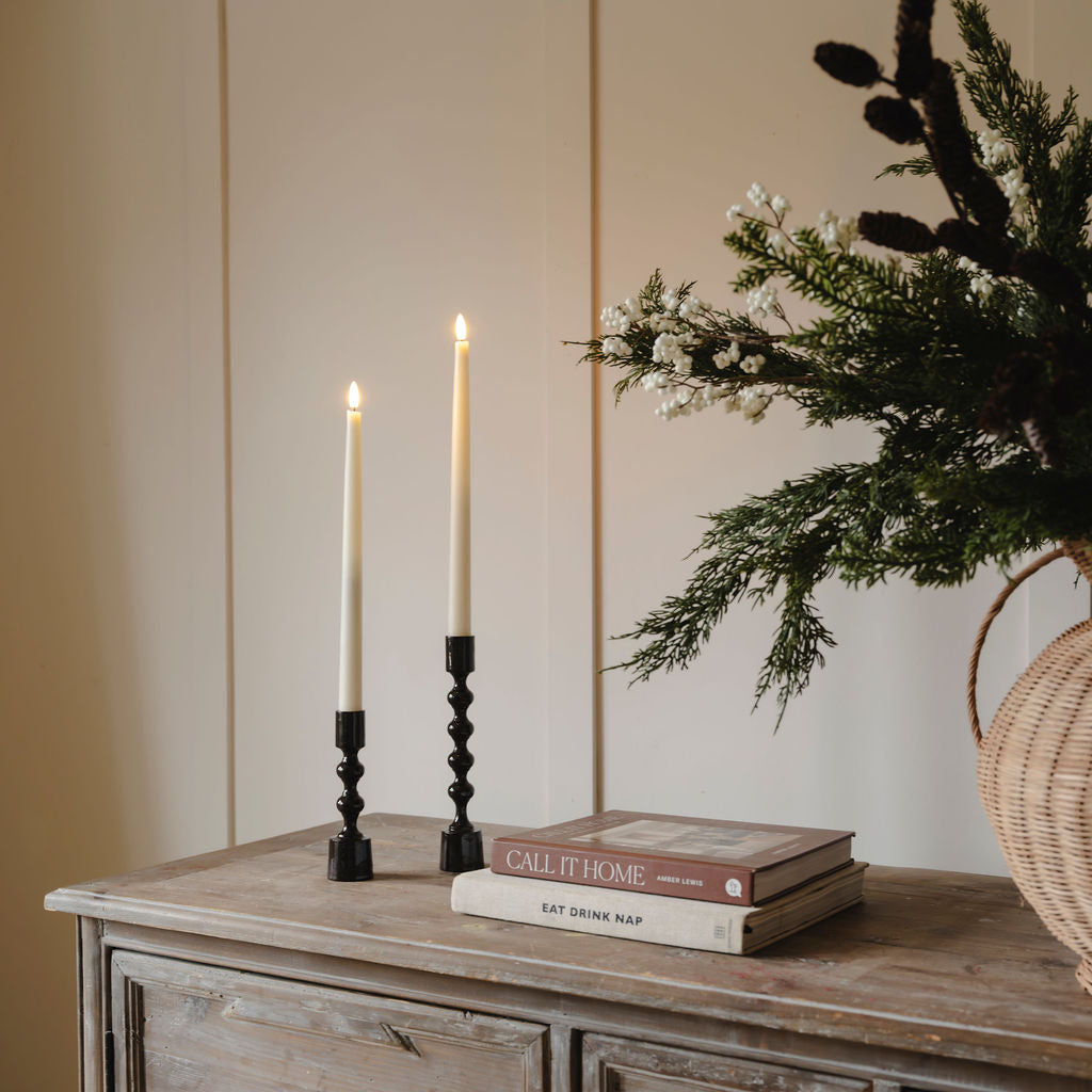 Dark Brown Metal Candlesticks (Set of 2)