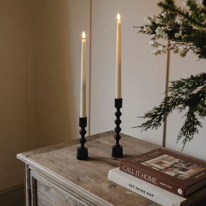 Dark Brown Metal Candlesticks (Set of 2)