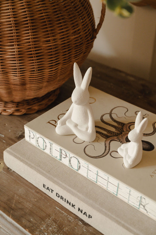 Ceramic Easter Yoga Bunnies - Set of Two