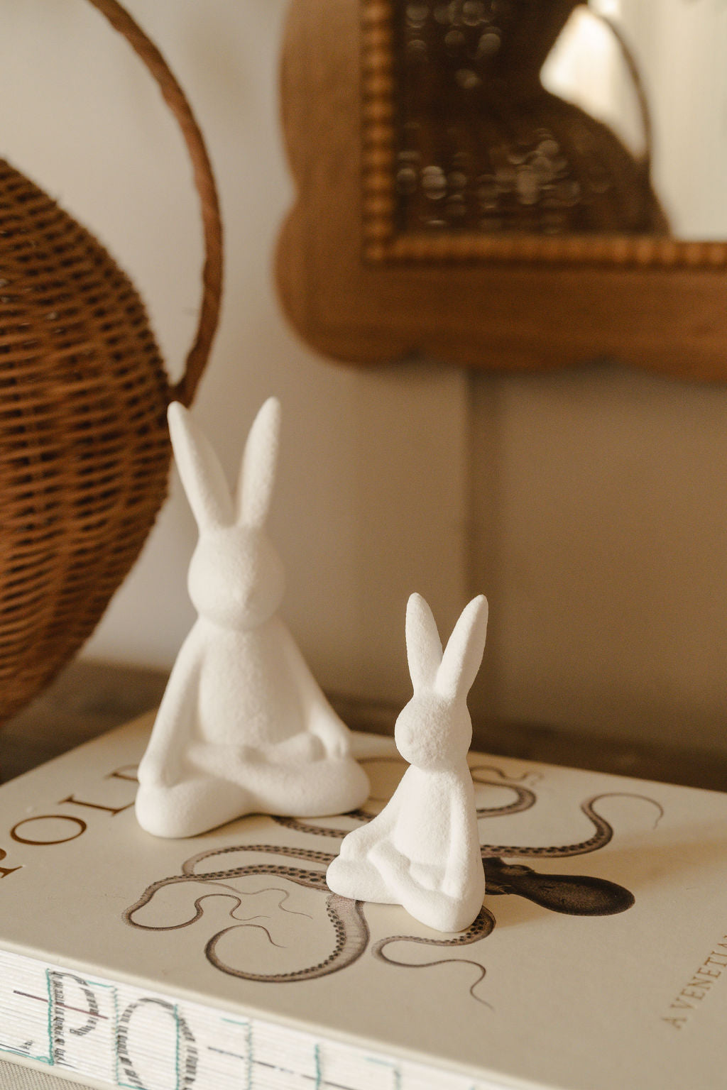 Ceramic Easter Yoga Bunnies - Set of Two