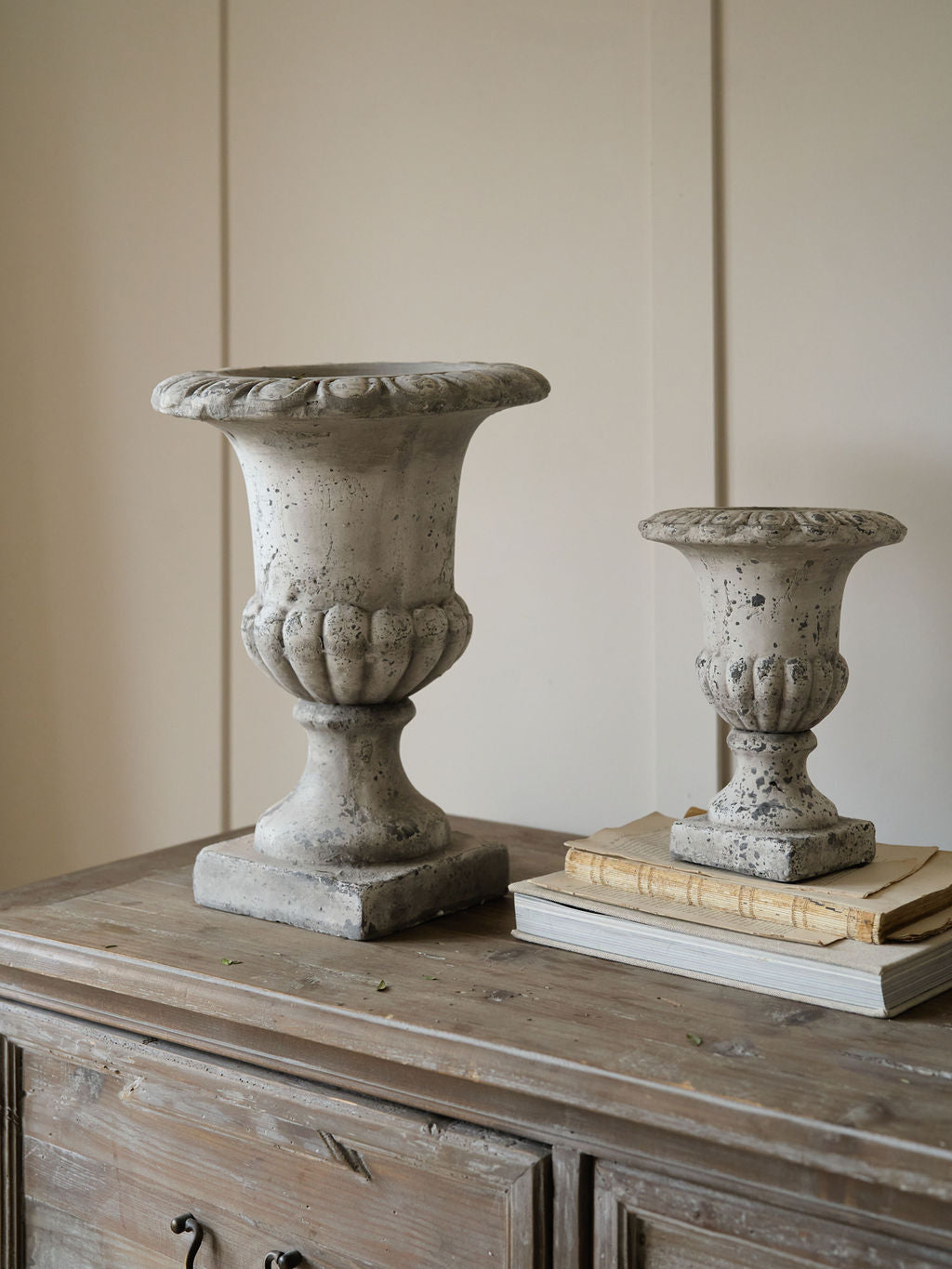 Fluted Stone Urn