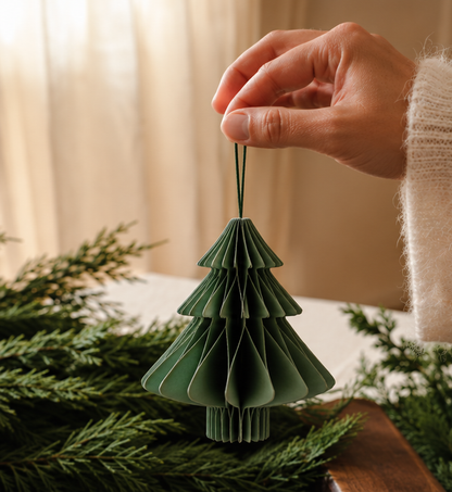Set of 3 Green Paper Christmas Decorations