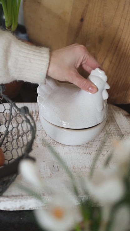 Ceramic Hen Egg Basket